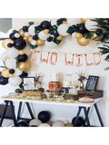 Two Wild Rose Gold Balloon Banner for Jungle or 2nd Birthday Party Decor