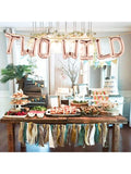 Two Wild Rose Gold Balloon Banner for Jungle or 2nd Birthday Party Decor