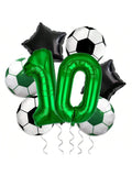 Soccer Party Decorations with Number 10 Foil Balloons for Birthday or Game Day