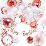 71pcs Rose Gold Birthday Party Decorations Balloons Banner Fringe Curtains
