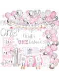 Winter Onederland 1st Birthday Decor with Balloon Garland and Banner