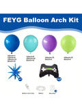 120pcs Video Game Balloon Arch Kit Blue Purple Green Black with Foil Balloons