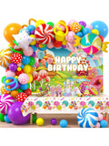 134pcs Candyland Party Decorations Balloon Arch Backdrop Table Decor