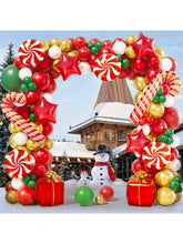 151PCS Christmas Balloon Garland Kit with Red, White, Gold & Green Balloons