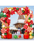 151PCS Christmas Balloon Garland Kit with Red, White, Gold & Green Balloons