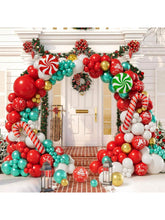 153-Pc Christmas Balloon Garland Kit Red White Gold Candy and Snowflake Balloons