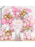 157-Pc Pink White and Gold Balloon Arch Kit for Birthdays Weddings and Showers