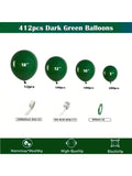 412PCS Dark Green Balloon Garland Arch Kit Matte Latex Party Decor