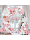 Pink White Winter Wonderland Balloon Arch 137 pcs Snowflake Balloons Decor