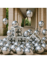 120 Pc 5 Inch Metallic Silver Latex Balloons with Ribbon for Birthday Graduation and Party