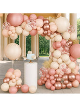 144PCS Retro Pink Rose Gold White Confetti Balloons Bridal Party Decor