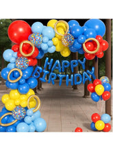 123pcs Red Yellow Blue Balloon Garland with Confetti for Birthday & Party Decor