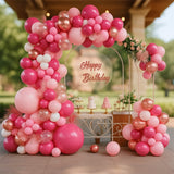 125-Piece Pink Balloon Garland Kit Hot Pink Rose Gold Confetti for Party Decor