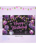 Purple Happy Birthday Banner Large 71x44-Inch for Party Photo Booth and Backdrop