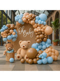Teddy Bear Balloon Arch Kit Light Blue Beige Brown Cream for Gender Reveal