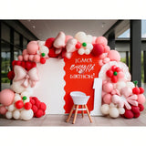 147pcs Cherry Balloon Garland Kit Red Pink Cream White with Bow
