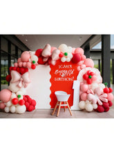 147pcs Cherry Balloon Garland Kit Red Pink Cream White with Bow