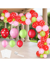 109-Pc Strawberry Party Balloon Garland Red Pink Green Latex and Foil Balloons