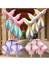 12-Piece Mermaid Birthday Balloon Kit Tail and Seashells for Party and Shower Decor