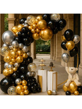 153-Piece Black and Gold Balloon Garland Kit with Confetti Balloons for Party