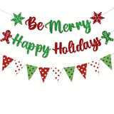Be Merry Christmas Banner Pre-Strung Garland for Home Office and Wall Decor