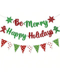 Be Merry Christmas Banner Pre-Strung Garland for Home Office and Wall Decor