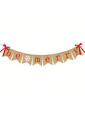 Be Merry Burlap Banner with Snowflakes for Rustic Christmas Mantel Decor