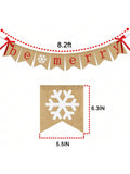 Be Merry Burlap Banner with Snowflakes for Rustic Christmas Mantel Decor