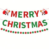 3-Pack Merry Christmas Glitter Banner with Santa and Dot Garland for Decor