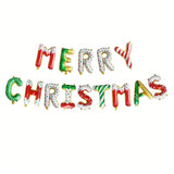 Merry Christmas Banner with Aluminum Foil Balloons for Party Decorations