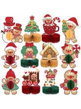 12pcs Christmas Honeycomb Table Centerpieces Gingerbread Winter Holiday Decor