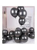 50-Piece Black Metallic 12-Inch Latex Balloons for Birthday, Shower, or Graduation