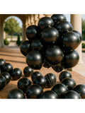 50-Piece Black Metallic 12-Inch Latex Balloons for Birthday, Shower, or Graduation