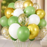 65 Pc 12 Inch Sage Green and Gold Confetti Balloons Kit for Party Decor