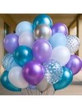 60pcs Blue Purple Balloons Set Metallic Confetti Latex for Winter Party Decor