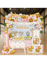 130pcs Wild One Jungle Birthday Decor Kit with Balloon Garland & Banner