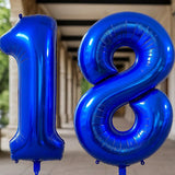 40 Inch Navy Blue Number 18 Foil Balloon for 18th Birthday or Anniversary Party