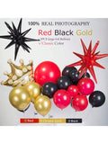 135PCS Black Red Chrome Gold Balloon Garland Birthday & Graduation