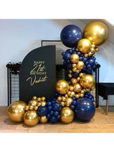 121PCS Navy Blue Gold Balloon Garland Kit Various Sizes Party Decor