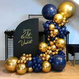 121PCS Navy Blue Gold Balloon Garland Kit Various Sizes Party Decor