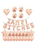 21st Birthday Party Set Funny Banner Confetti and Rose Gold Balloons