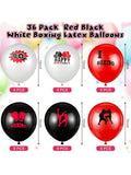 36-Pack Boxing Balloons in Red Black and White for Party Decor