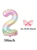 38-Inch Rainbow Number Foil Balloon for Kids Birthday or Wedding Party Decor