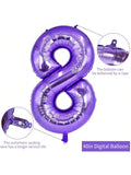 40 Inch Purple Number 8 Foil Balloon for Birthday Anniversary and Engagement Decor