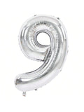 40-Inch Silver Number 9 Foil Balloon for Birthday, Anniversary, or Party Decor
