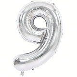 40-Inch Silver Number 9 Foil Balloon for Birthday, Anniversary, or Party Decor