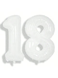 40 Inch White Number 18 Foil Balloon for 18th Birthday or Anniversary Decor