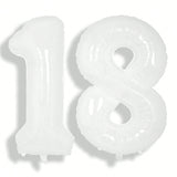40 Inch White Number 18 Foil Balloon for 18th Birthday or Anniversary Decor