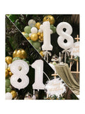 40 Inch White Number 18 Foil Balloon for 18th Birthday or Anniversary Decor