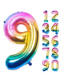 40-Inch Rainbow Number 9 Foil Balloon for Birthday Party Decorations